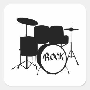 Rock and Roll elektrische und akustische Trommelba Quadratischer Aufkleber
