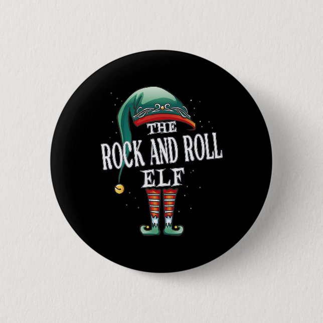 Rock and Roll Elf Weihnachtsgruppe Xmas Pajama Par Button (Vorderseite)