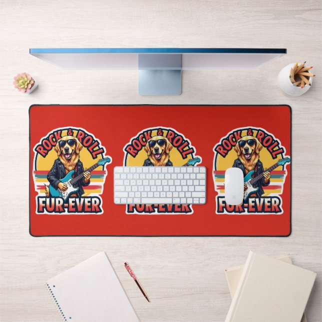 Rock and Roll Fur Ever Golden Retriever Dog Schreibtischunterlage (Büro 1)