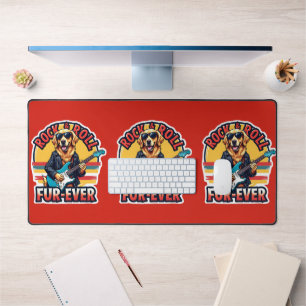 Rock and Roll Für-Immer Golden Retriever Hund Schreibtischunterlage