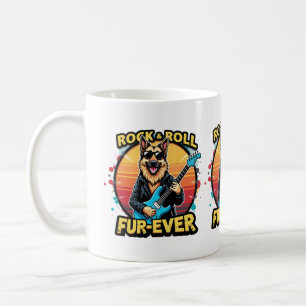 Rock and Roll German Shepherd Retro Sunset Art Kaffeetasse