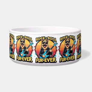Rock and Roll German Shepherd Retro Sunset Art Napf