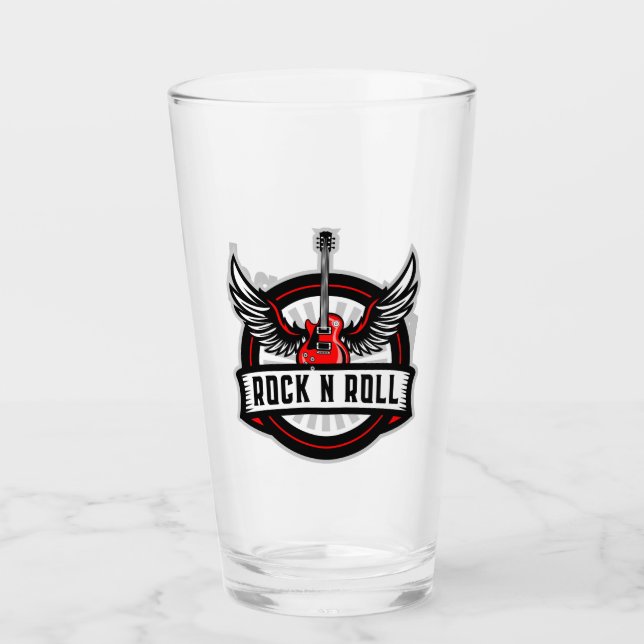 Rock and Roll Gitarre mit Flügeln Glas (Vorderseite)