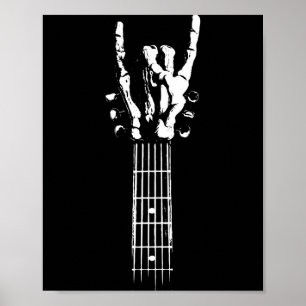 Rock-and-Roll-Gitarren-Knochen-Skelett-Schild vint Poster