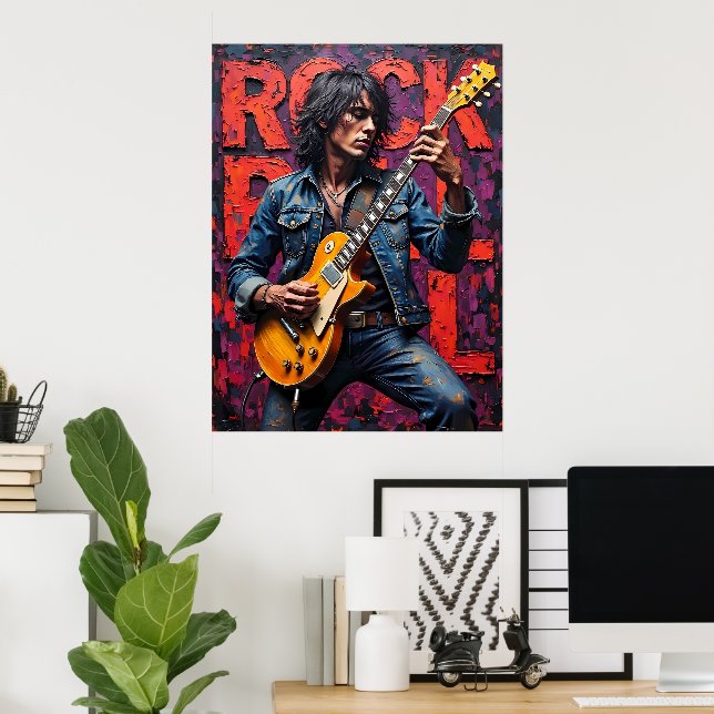 Rock and Roll Gitarrist Poster (Heimbüro)