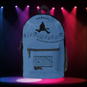 Rock-and-Roll-Gitarristen-Rucksack Blau & Schwarz Bedruckter Rucksack