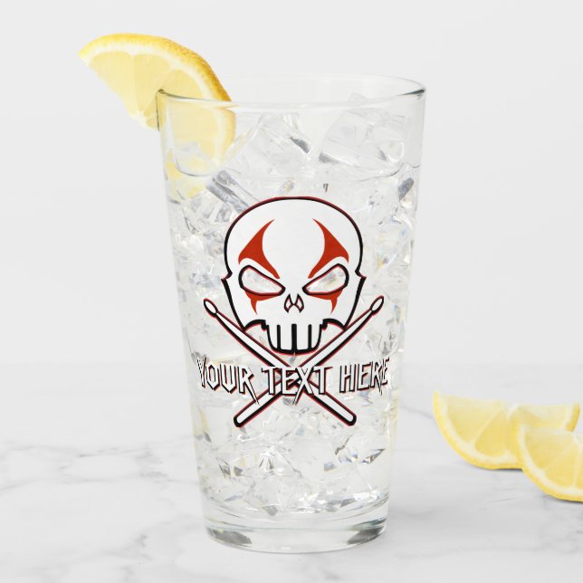 Rock and Roll Glass Personalisierte Drummerbrille Glas (Vorderseite Ice)