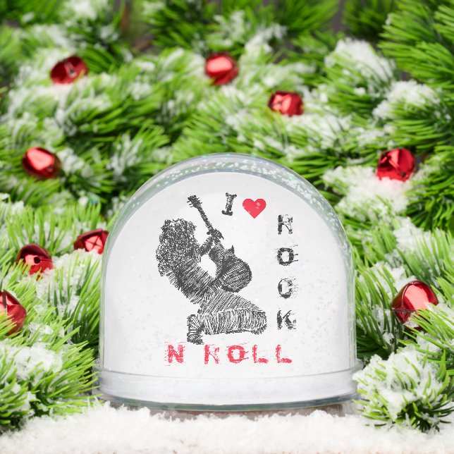 Rock and Roll Guitar Player Snow Globe (Noël)