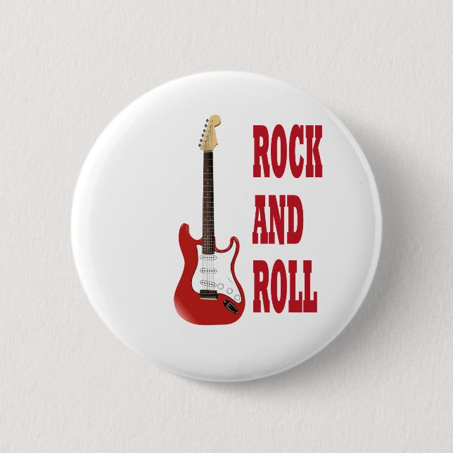 rock and roll guitarra electrica roja button (Vorderseite)