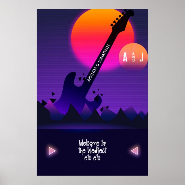 Rock-and-Roll-Hochzeits-Willkommensposter Poster (Vorne)