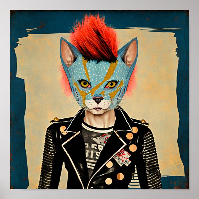 Rock and Roll Kitty - Punk Cat Poster Art (Vorne)