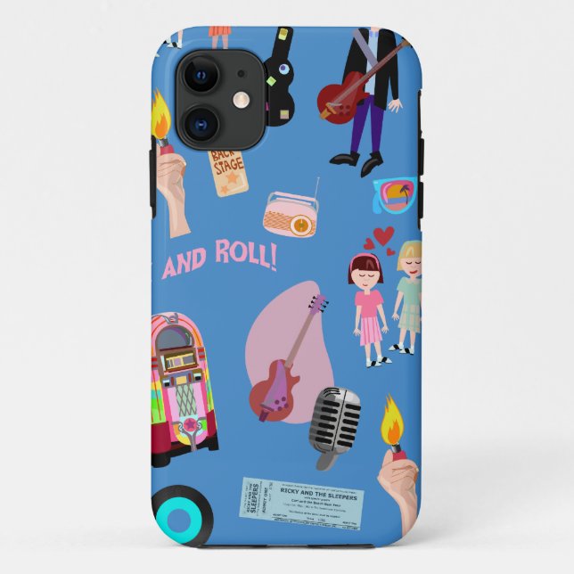 Rock and Roll Oldies Cartoon Happy Fun Pattern Case-Mate iPhone Hülle (Rückseite)