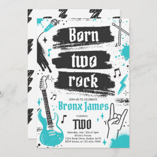 Rock and Roll Party Geboren Two Rock 2. Geburtstag Einladung