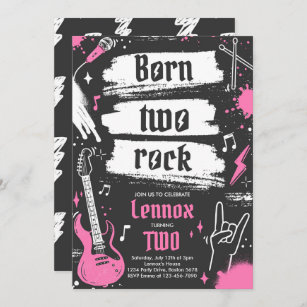 Rock and Roll Party Geboren Two Rock 2. Geburtstag Einladung