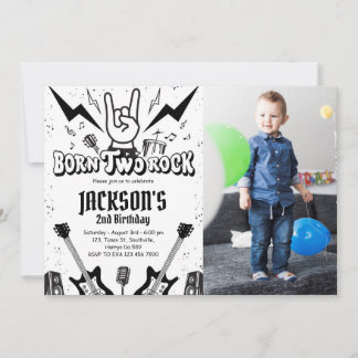Rock and Roll Party Geboren Two Rock Birthday Foto Einladung