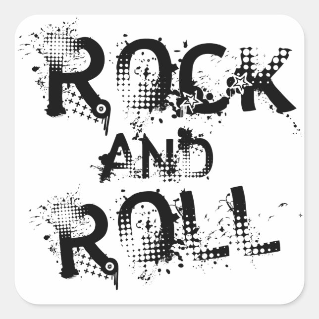 Rock-and-Roll Quadratischer Aufkleber (Vorderseite)