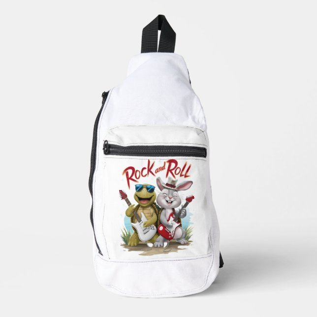 Rock and Roll Rabbit and Tortoise Jam Session Crossbody Bag (Vorderseite)