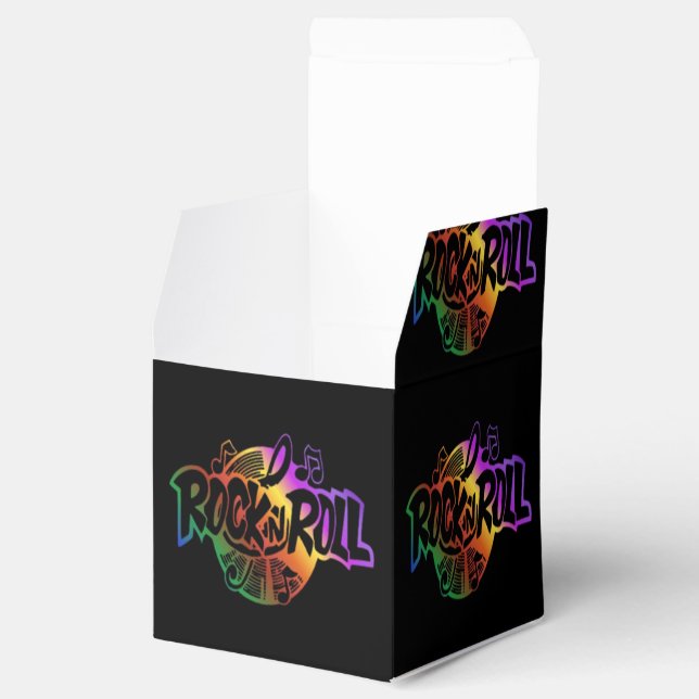 Rock and Roll Rainbow Music Pattern Cube Favor Box Geschenkschachtel (Geöffnet)