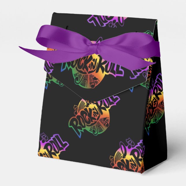 Rock and Roll Rainbow Music Pattern Fevor Box Geschenkschachtel (Vorderseite)