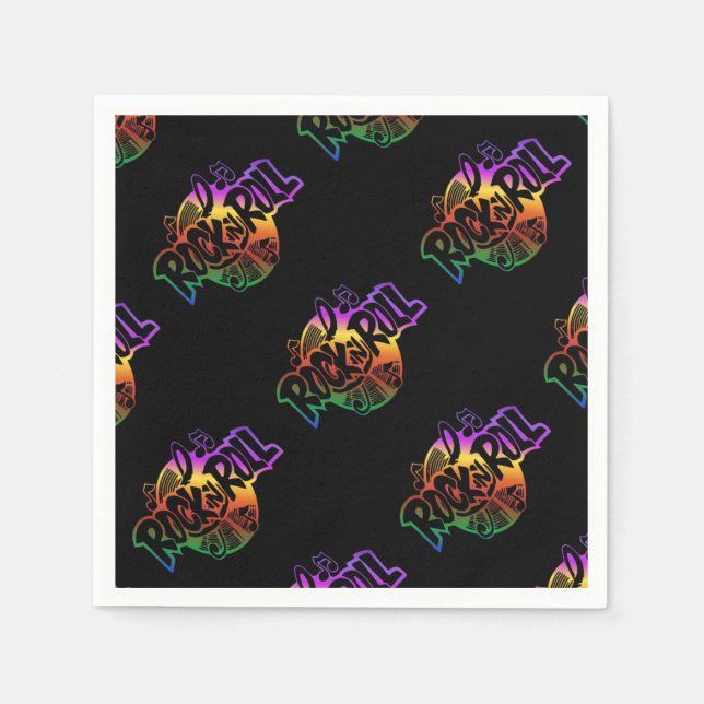 Rock and Roll Rainbow Music Pattern Napkins Serviette (Vorderseite)