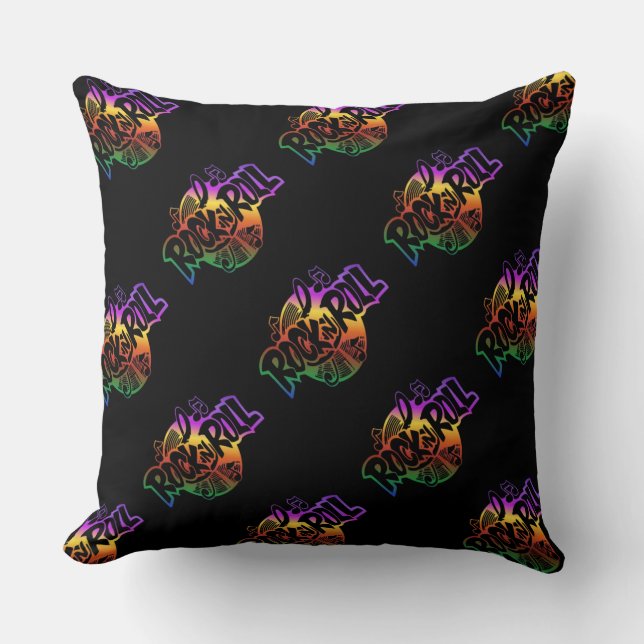 Rock and Roll Rainbow Music Pattern Throw Kissen (Vorderseite)