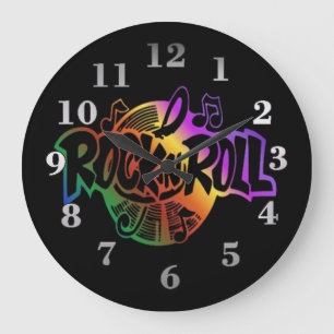 Rock and Roll Rainbow Music Theme Wall Clock Große Wanduhr