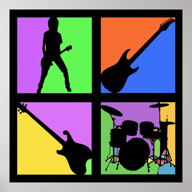 ROCK AND ROLL RETRO SQUARES POSTER (Vorne)