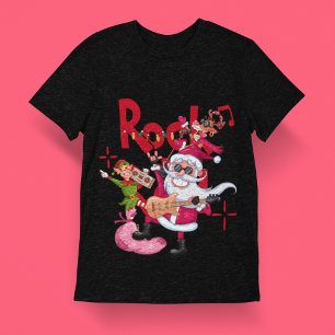 Rock and Roll Santa Claus   Christmas Black Unisex T-Shirt