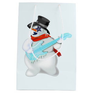 Rock-and-Roll-Schneemann-Geschenktasche Mittlere Geschenktüte