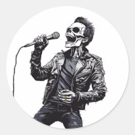 Rock and Roll Skeleton Runder Aufkleber