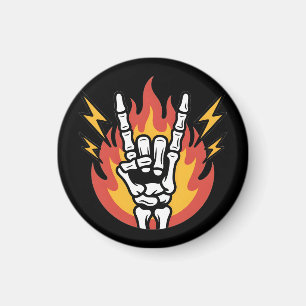 Rock and Roll Skeletthand: Classic Rock On Zeichen Magnet