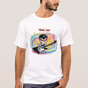 Rock and Roll Skull Gitarre T - Shirt