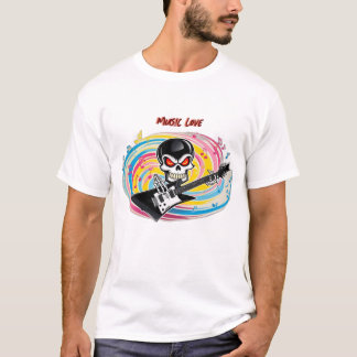 Rock and Roll Skull Gitarre T - Shirt