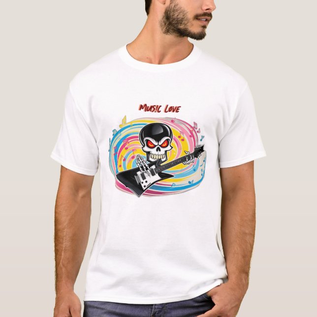 Rock and Roll Skull Gitarre T - Shirt (Vorderseite)