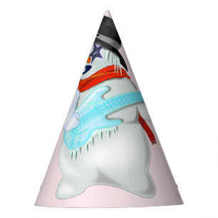 Rock and Roll Snowman Paper Party Hat Partyhütchen