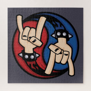 Rock and Roll Teufelshörner Yin Yang