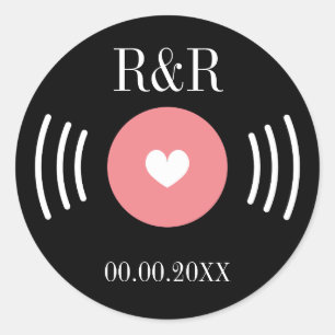 Rock-and-Roll-Vinyl-Schallplatte-Hochzeitsgeschenk Runder Aufkleber