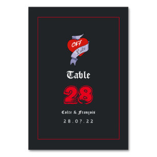 Rock and Roll Wedding Monogram Tischnummer