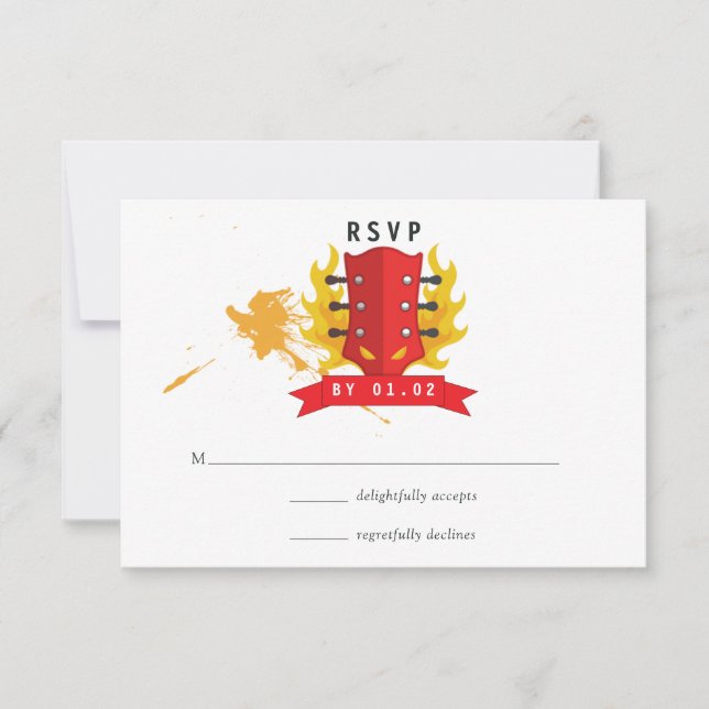 Rock and Roll Wedding RSVP Karte (Vorderseite)