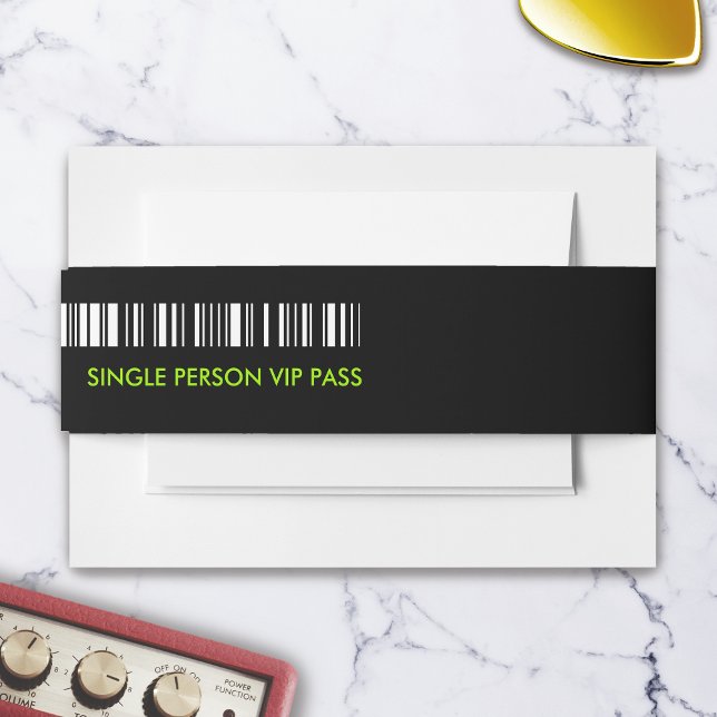 Rock and Roll Wedding Ticket Konzert Boarding Pass Einladungsbanderole (Wedding Ticket Boarding Pass Music Festival Belly Band)