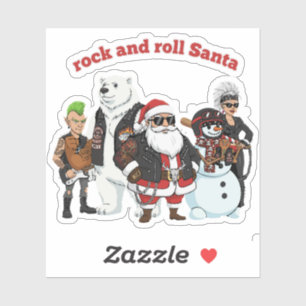 Rock and Roll Weihnachtsmann Lustiger Biker Punk Aufkleber