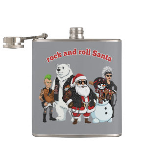 Rock and Roll Weihnachtsmann Lustiger Biker Punk Flachmann