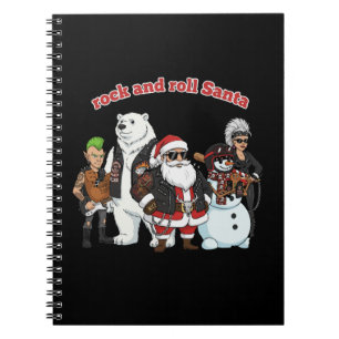 Rock and Roll Weihnachtsmann   Lustiger Biker Punk Notizblock
