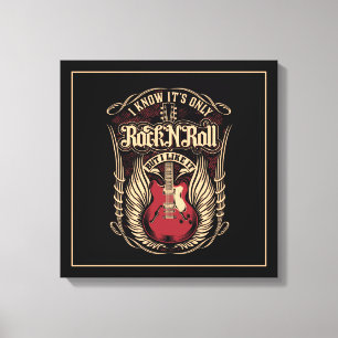 Rock and Roll Zitat mit Gitarre Leinwanddruck