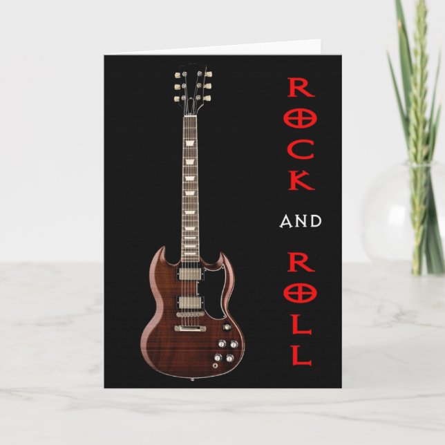 Rock-and-Rollgitarren-Gruß-Karte Karte (Vorderseite)