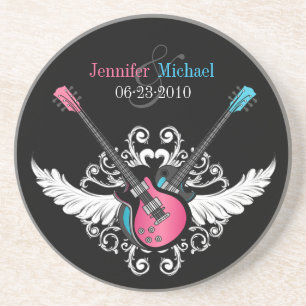 Rock-and-Rollgitarren-Liebe-Untersetzer Getränkeuntersetzer