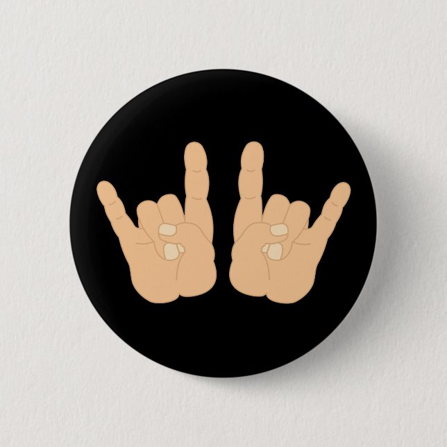 Rock-and-Rollhandzeichen Button (Vorderseite)
