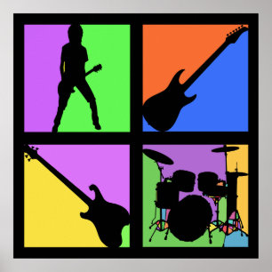 ROCK-AND-ROLLRetro QUADRAT-PLAKAT Poster