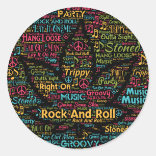 Rock-and-Rolltopf-Blatt-Wort-Kunst Runder Aufkleber