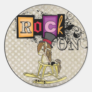 Rock auf lustigen Rockstickern Runder Aufkleber